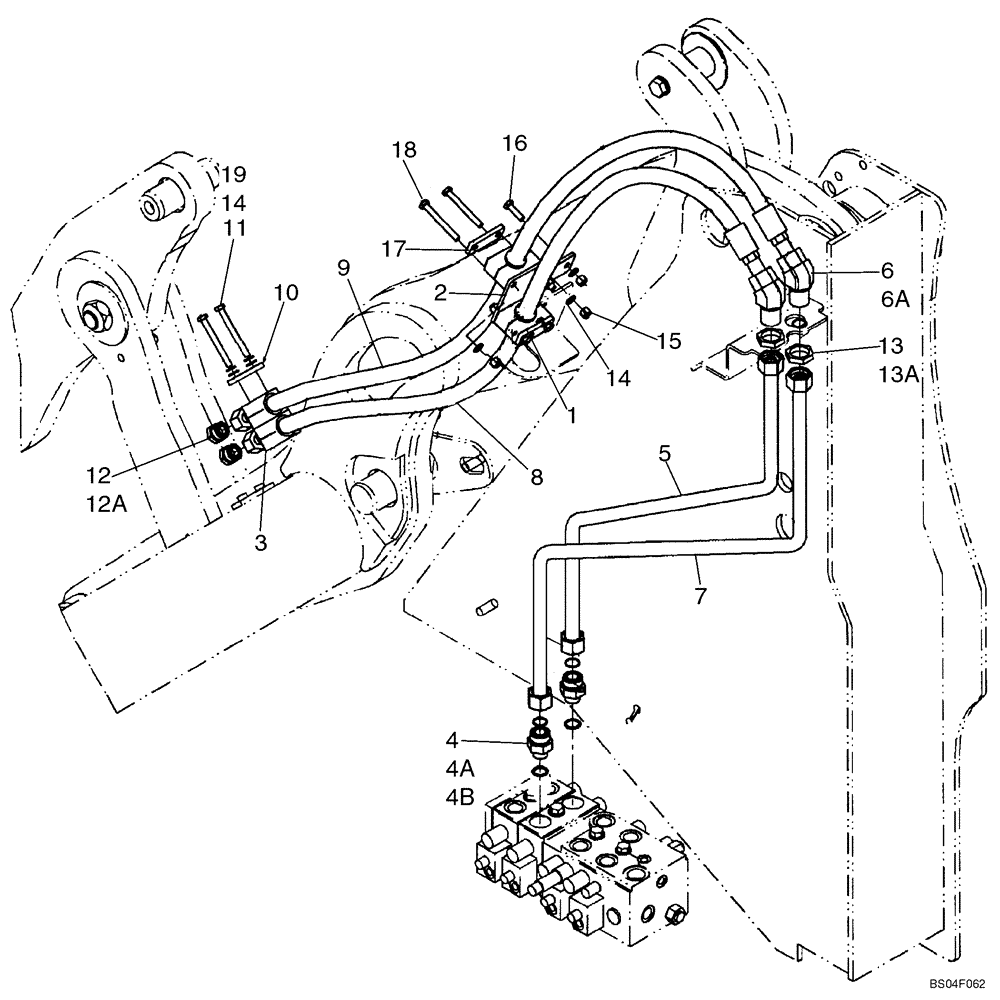 Схема запчастей Case 621D - (08-06B) - HYDRAULICS - LOADER AUXILIARY (XT LOADER) - IF USED (08) - HYDRAULICS