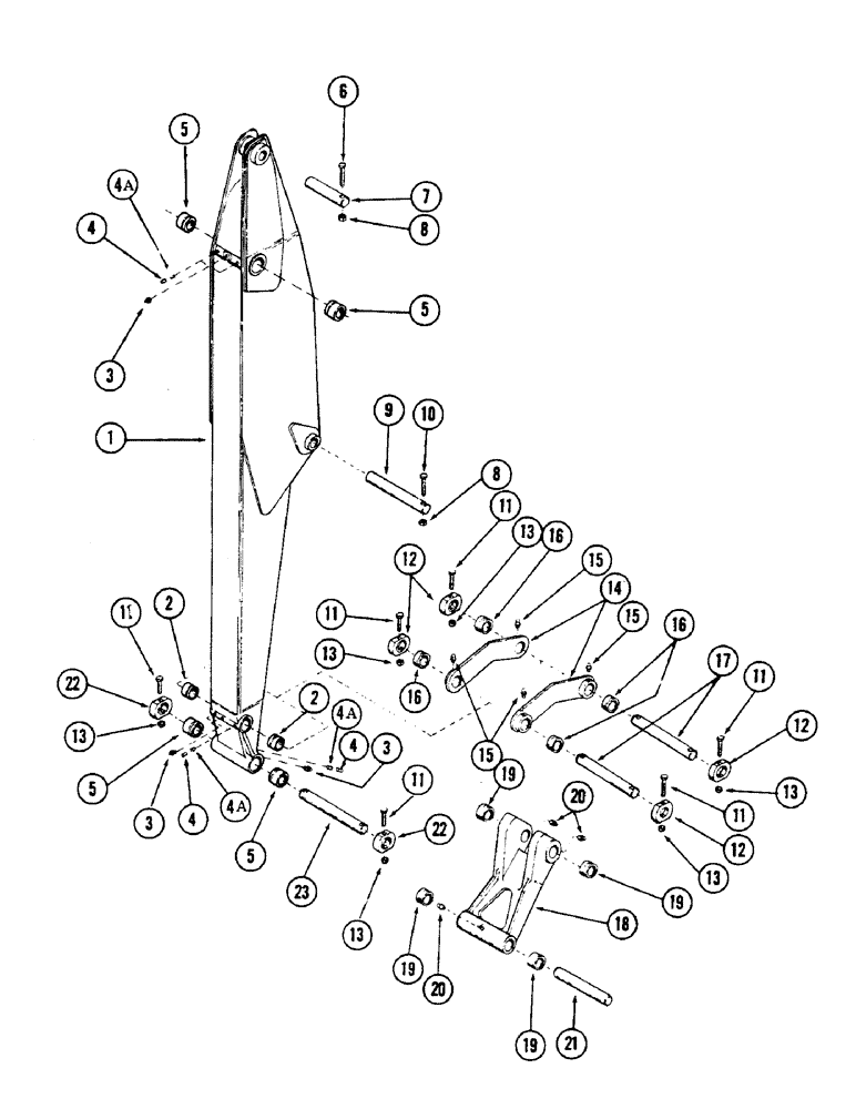 Схема запчастей Case 50 - (118) - DIPPERSTICK AND ATTACHING LINKS WITH PINS, (S/N 6279926 & AFTER) (84) - BOOMS, DIPPERS & BUCKETS