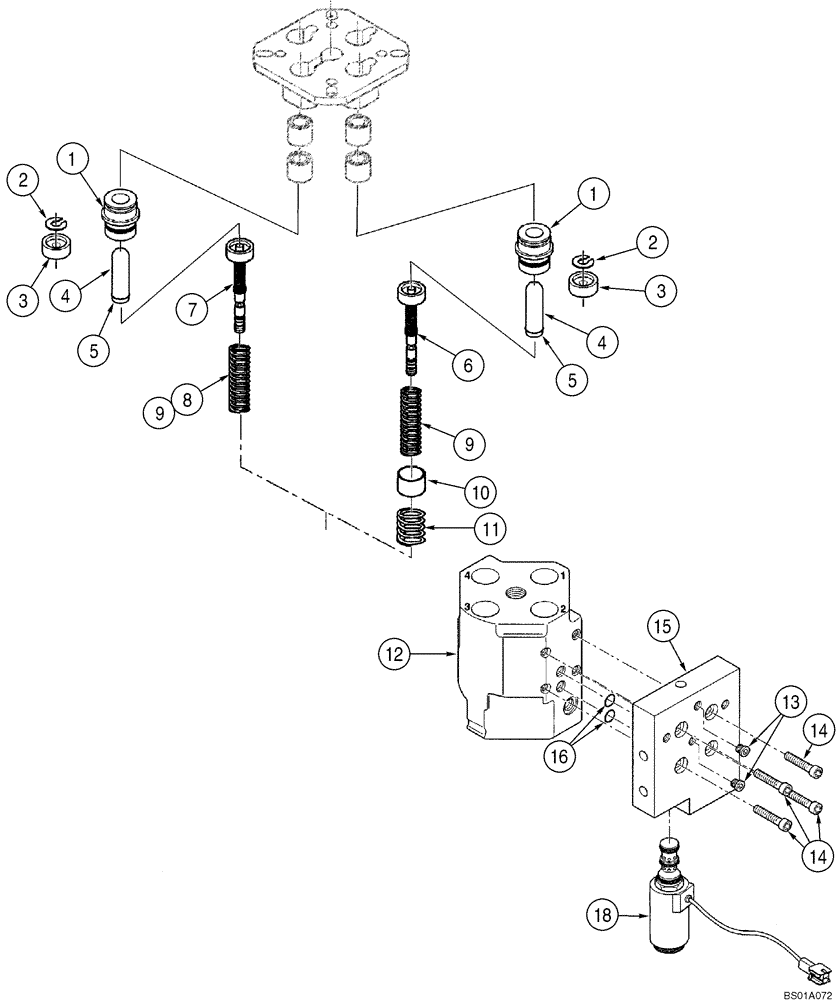 Схема запчастей Case 521D - (08-38) - VALVE ASSY - REMOTE CONTROL, SINGLE LEVER (08) - HYDRAULICS