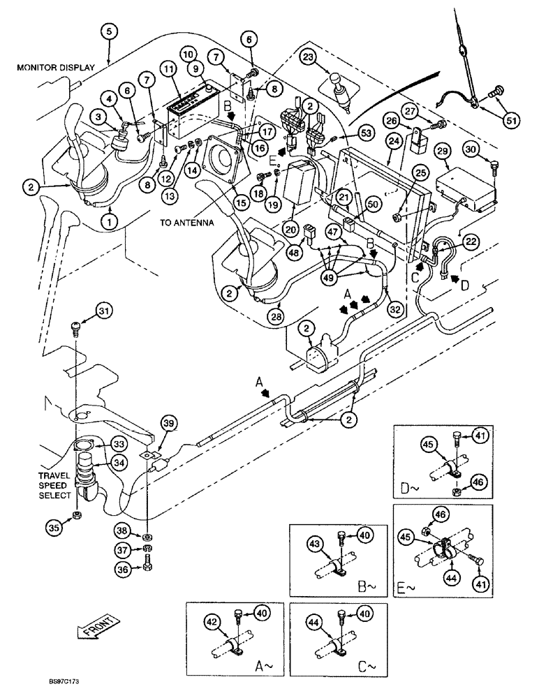 Схема запчастей Case 9030B - (4-24) - CAB ELECTRICAL SYSTEM, CONSOLE, CONTROLLER & AUXILIARY CONTROL HARNESSES, PRIOR TO P.I.N. DAC03#2001 (04) - ELECTRICAL SYSTEMS