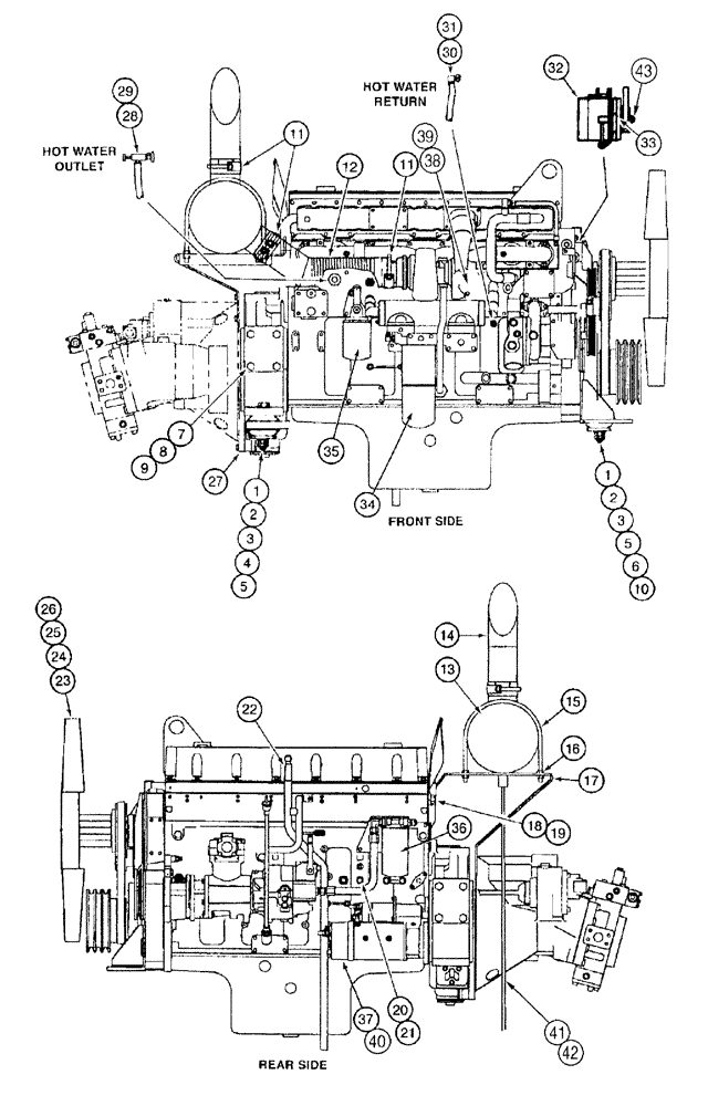 Схема запчастей Case 9050B - (2-002) - ENGINE MOUNTING AND ADAPTING PARTS (02) - ENGINE