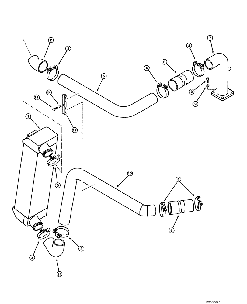 Схема запчастей Case 865 - (02.06[00]) - COOLING SYSTEM - AFTERCOOLER (02) - ENGINE