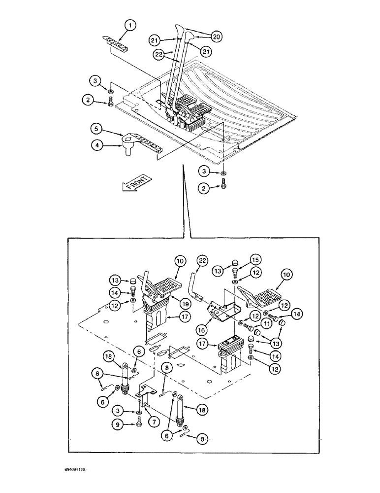 Схема запчастей Case 9020B - (9-058) - TRACK DRIVE CONTROLS, PEDALS AND LEVERS (09) - CHASSIS