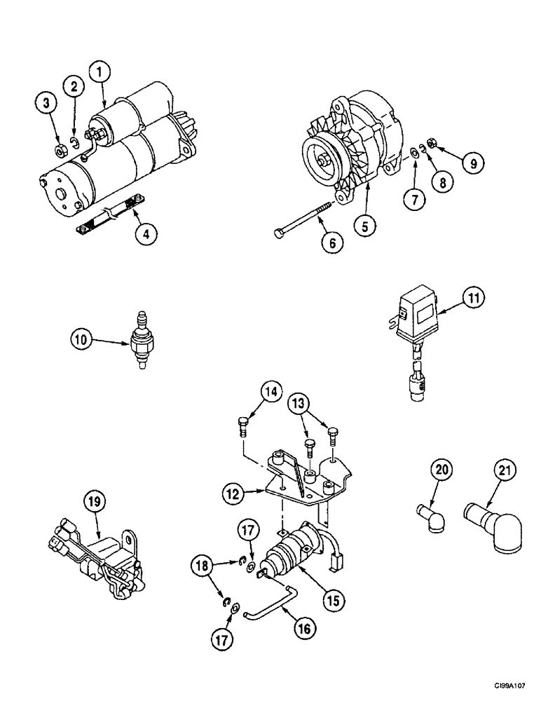 Схема запчастей Case 9007B - (4-02) - ALTERNATOR AND CONNECTIONS - STARTER (04) - ELECTRICAL SYSTEMS