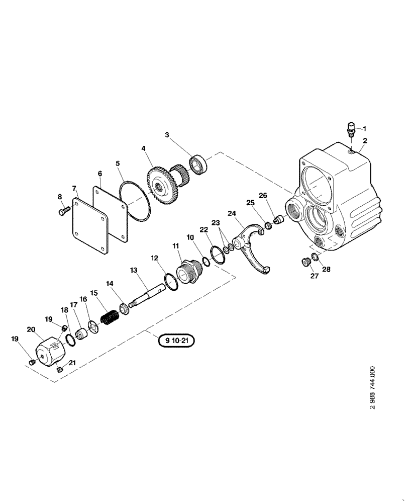 Схема запчастей Case 221E - (16.083[2988744001]) - TRANSFER GEARBOX FAST GEAR 1 OF 2 (14) - MAIN GEARBOX & DRIVE