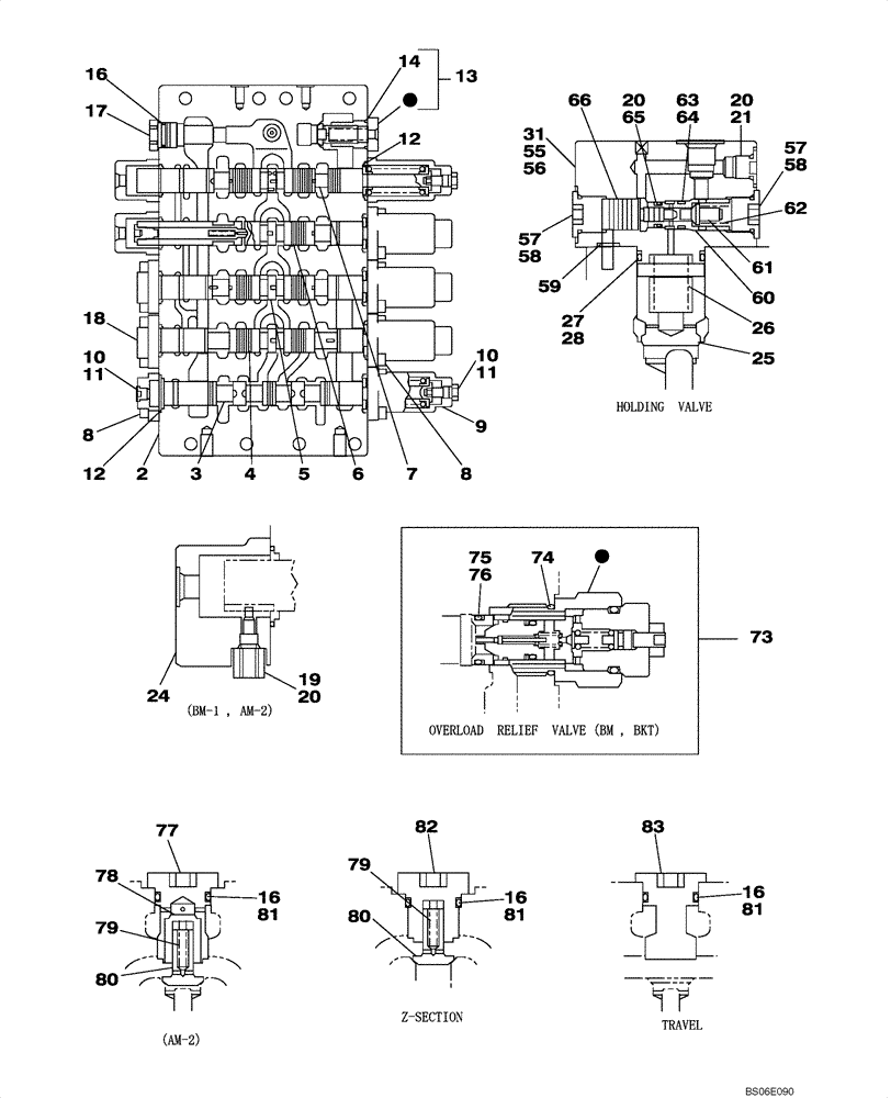 Схема запчастей Case CX800 - (08-203-00[01]) - CONTROL VALVE (08) - HYDRAULICS