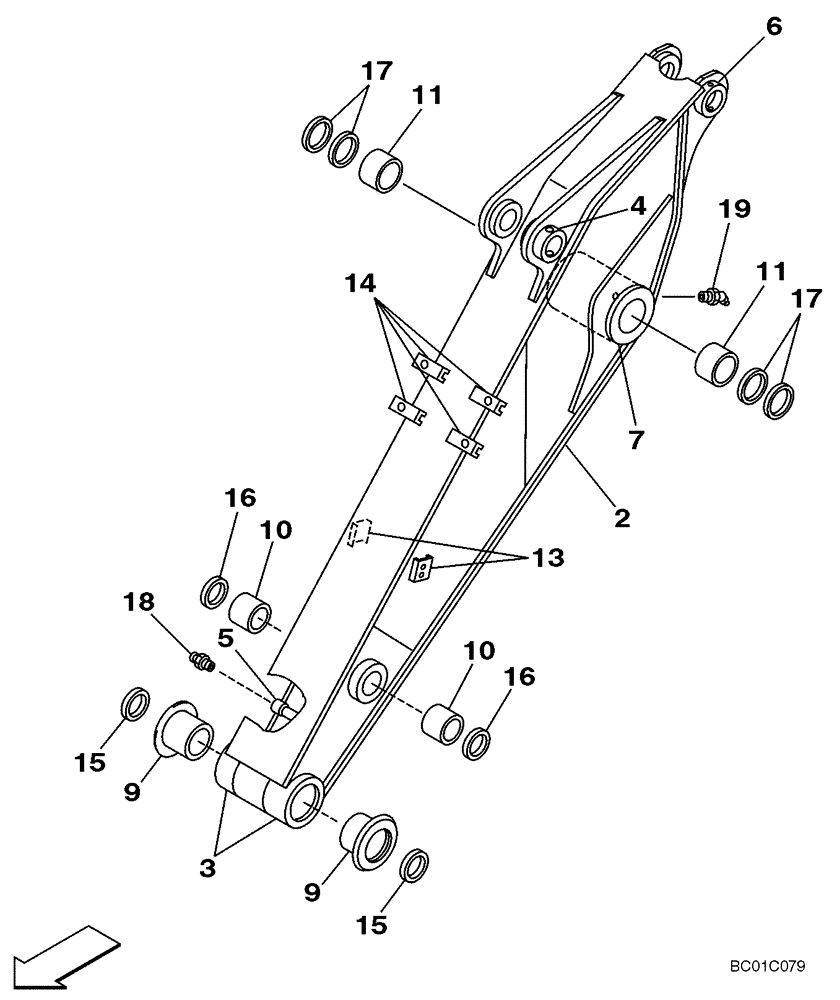 Схема запчастей Case CX240 - (09-38) - ARM, EXCAVATOR, 2,50 METER (8 FT 2 IN) (09) - CHASSIS