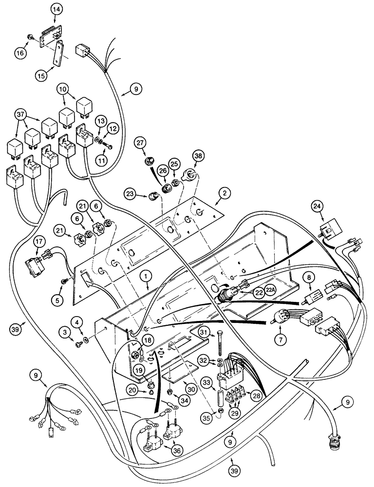 Схема запчастей Case 855E - (9-078) - CAB CONTROL PANEL AND WIRING (09) - CHASSIS/ATTACHMENTS