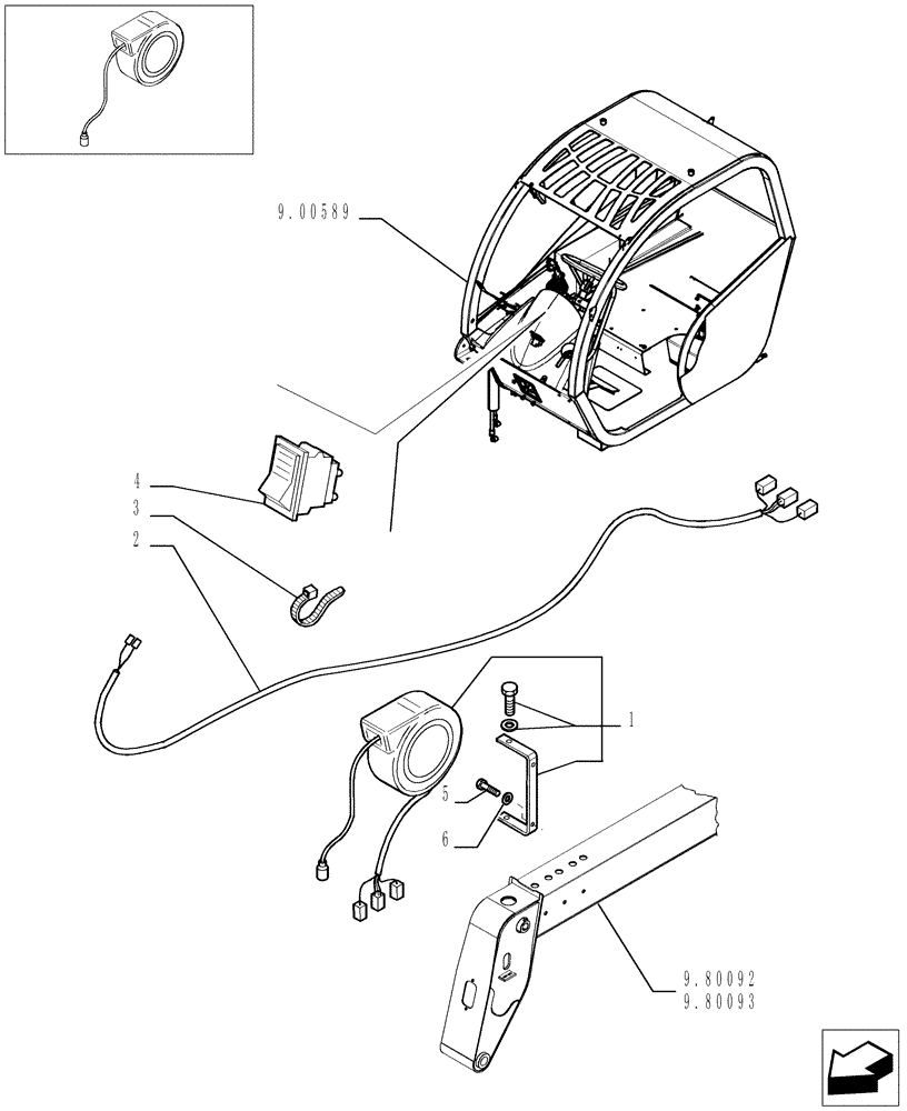 Схема запчастей Case TX945 - (9.00000[01]) - POWER SOCKET WITH REEL - OPTIONAL CODE 749087011 (55) - ELECTRICAL SYSTEMS