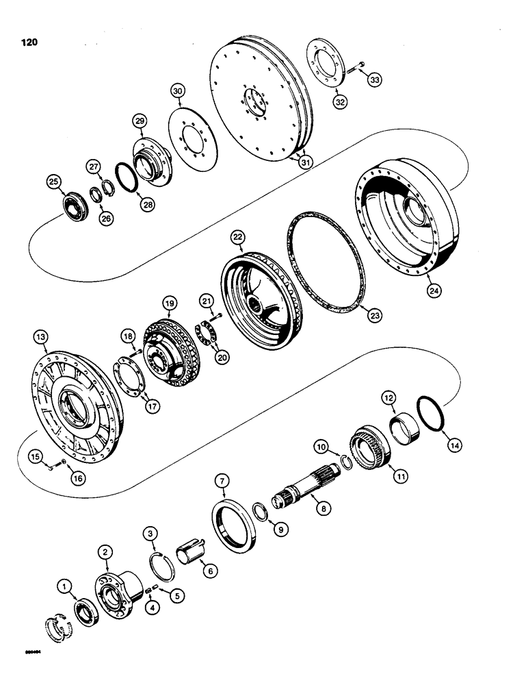 Схема запчастей Case 850C - (120) - TORQUE CONVERTER, SHAFT, IMPELLER, AND TURBINE (03) - TRANSMISSION