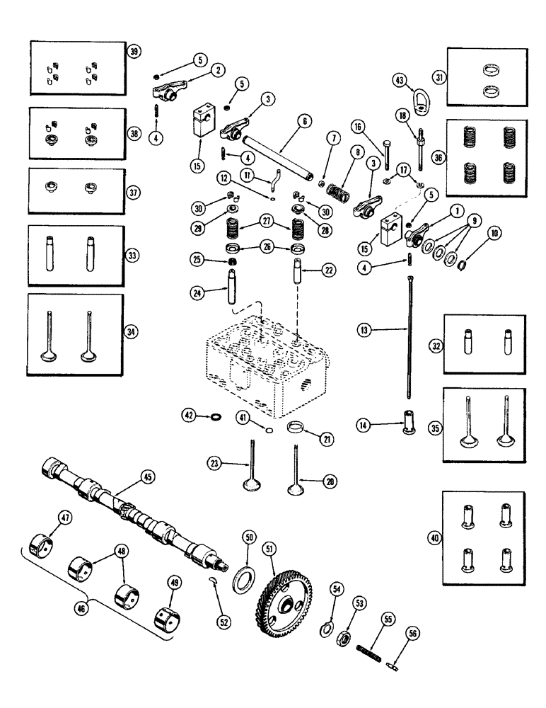 Схема запчастей Case 750 - (015A) - VALVE MECHANISM AND CAMSHAFT, (267) DIESEL ENGINE, W/CAST IRON ROCKER ARMS (01) - ENGINE