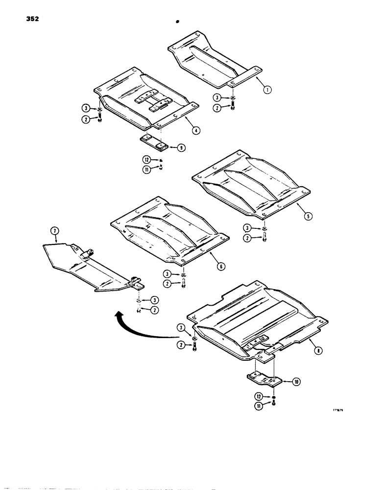 Схема запчастей Case 850B - (352) - UNDERCARRIAGE GUARDS (04) - UNDERCARRIAGE