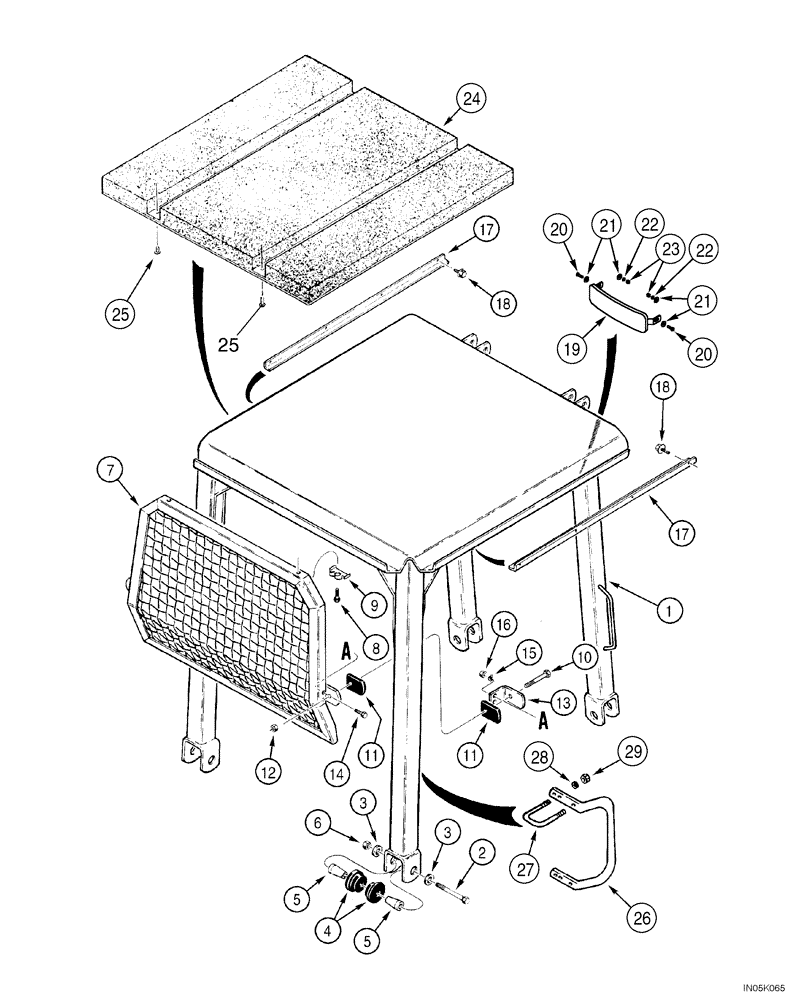 Схема запчастей Case 550H-IND - (09-19) - CANOPY, ROPS - FRAME AND REAR SCREEN (09) - CHASSIS/ATTACHMENTS