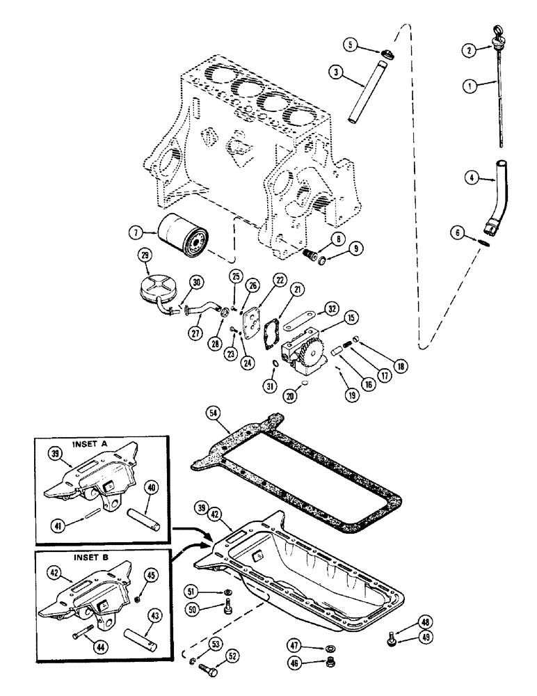 Схема запчастей Case 580B - (096) - OIL PUMP - OIL FILTER - OIL PAN, (188) SPARK IGNITION ENGINE (02) - ENGINE