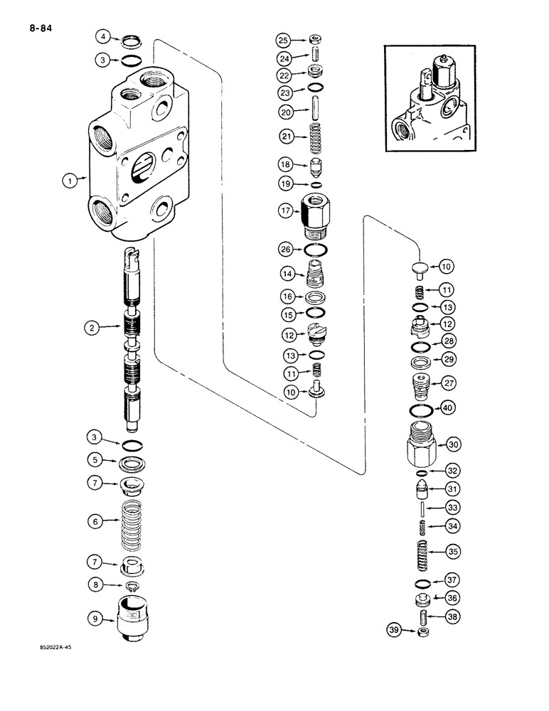 Схема запчастей Case 480E - (8-084) - BACKHOE CONTROL VALVE, BOOM SECTION, 480E MODELS ONLY (08) - HYDRAULICS