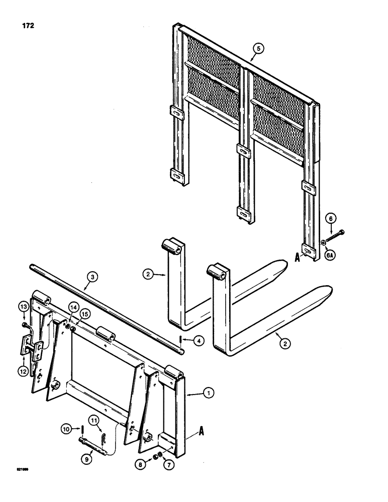 Схема запчастей Case 1835 - (172) - PALLET FORK AND BRICK GUARD (09) - CHASSIS/ATTACHMENTS