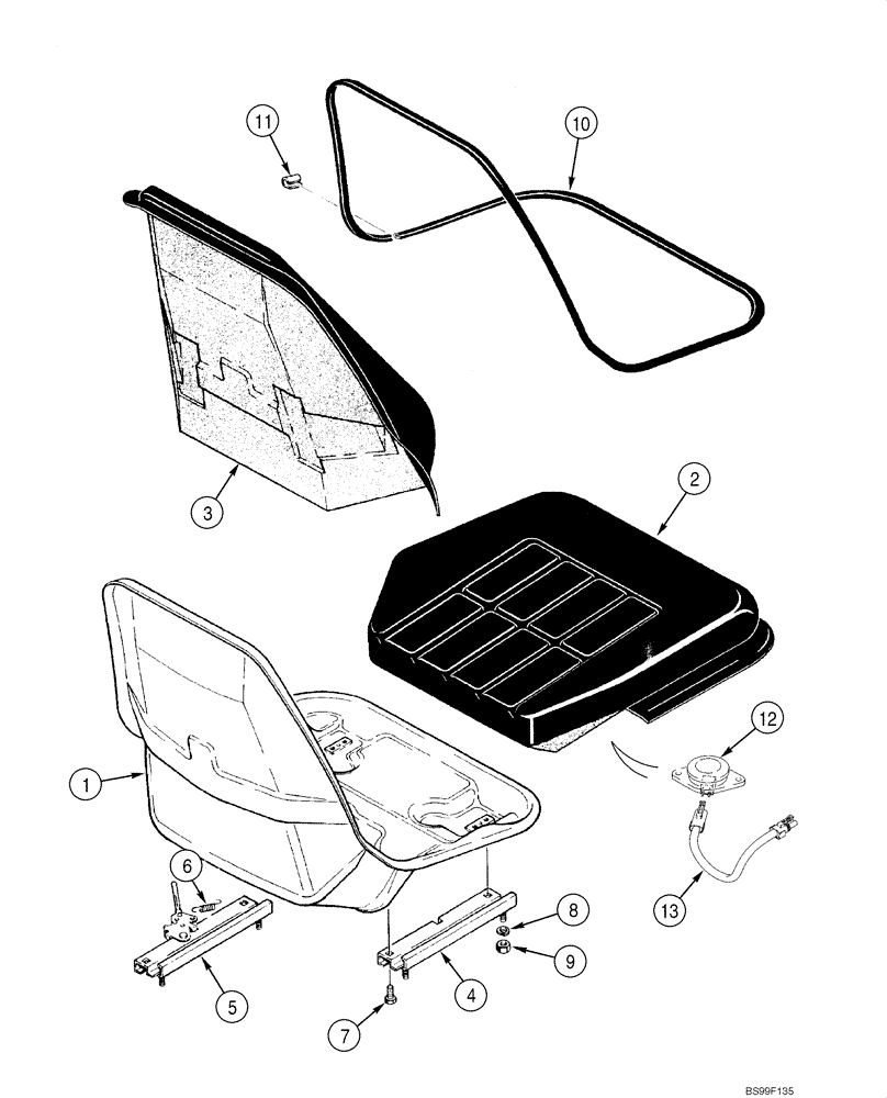 Схема запчастей Case 1845C - (09-29) - SEAT - NON-SUSPENSION (09) - CHASSIS/ATTACHMENTS