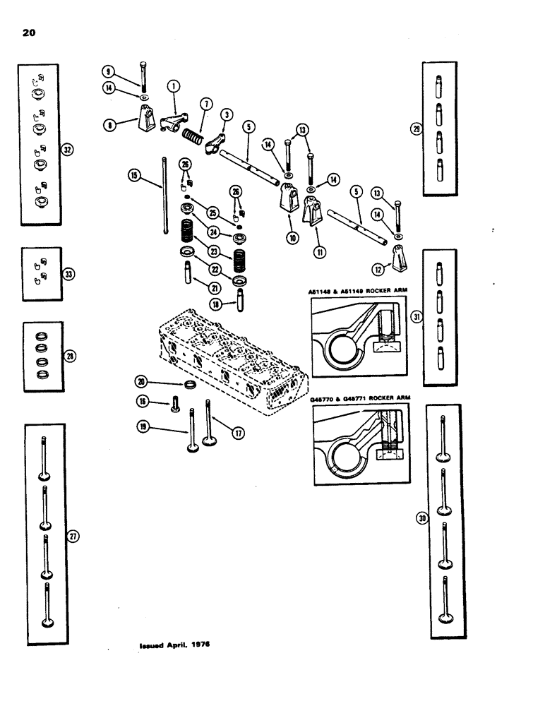 Схема запчастей Case 480B - (020) - VALVE MECHANISM, (188) DIESEL ENGINE 