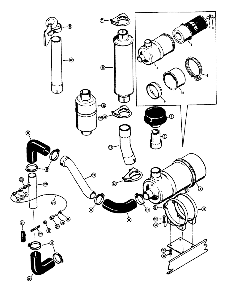 Схема запчастей Case 680CK - (010) - AIR CLEANER AND MUFFLER (10) - ENGINE