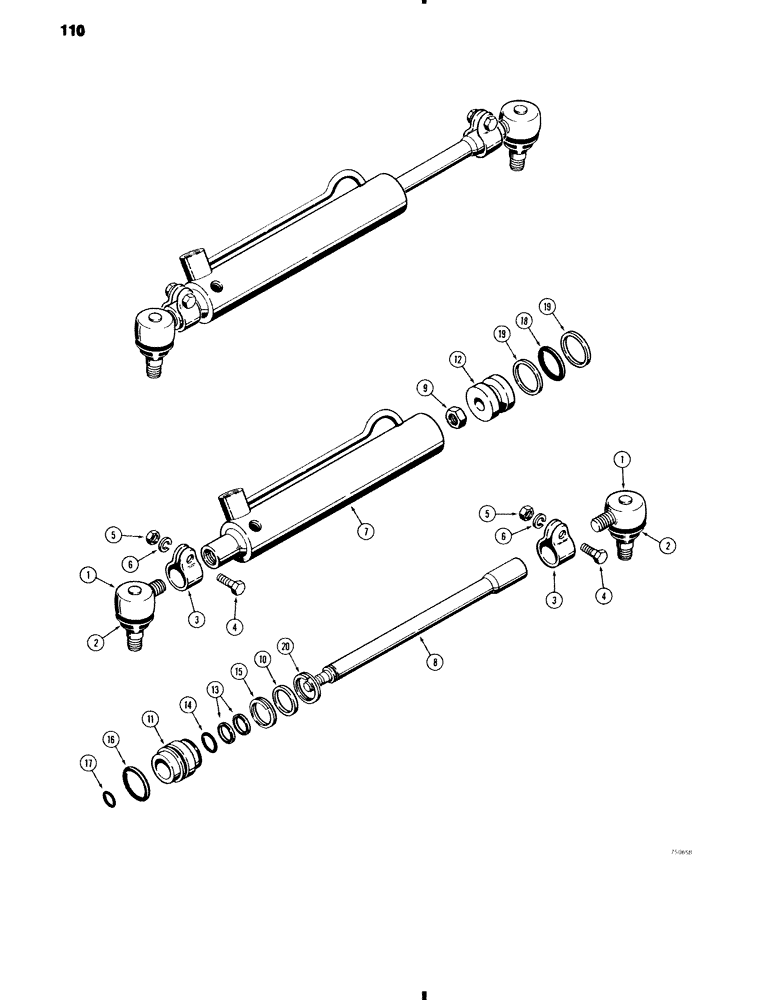 Схема запчастей Case 585C - (110) - STEERING CYLINDERS, WITH SINGLE GROOVE PISTON (41) - STEERING