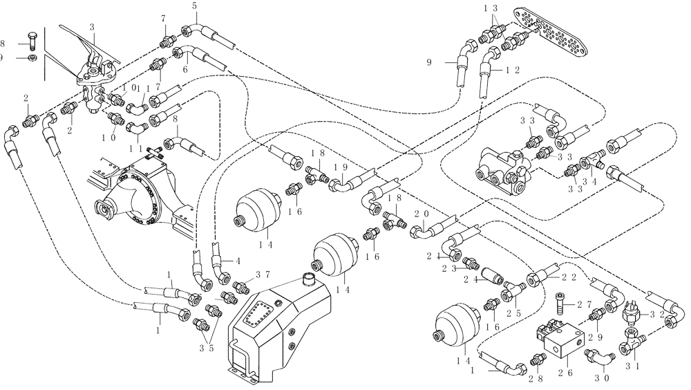 Схема запчастей Case 325 - (3.400[06]) - HYDRAULIC CIRCUIT BRAKE SYSTEM - FRAME PART (09) - Implement / Hydraulics / Frame / Brakes