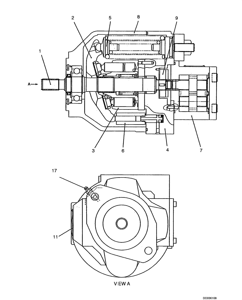 Схема запчастей Case CX47 - (08-17[00]) - PUMP ASSY (PY10V00009F1) CANOPY (08) - HYDRAULICS