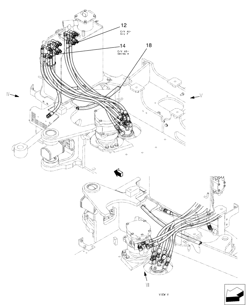 Схема запчастей Case CX36B - (01-036[02]) - HYD LINES, UPP (35) - HYDRAULIC SYSTEMS