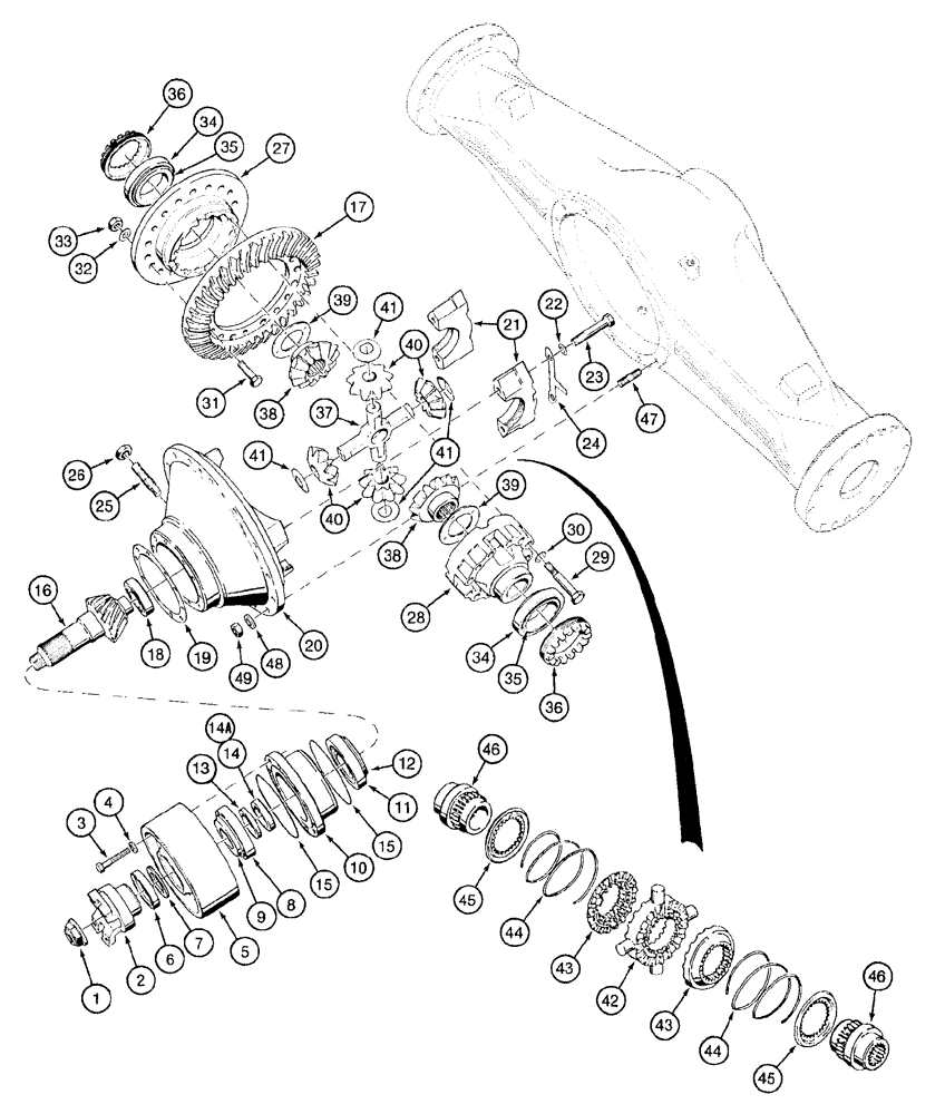 Схема запчастей Case 921B - (6-046) - REAR AXLE DIFFERENTIAL AND CARRIER (06) - POWER TRAIN