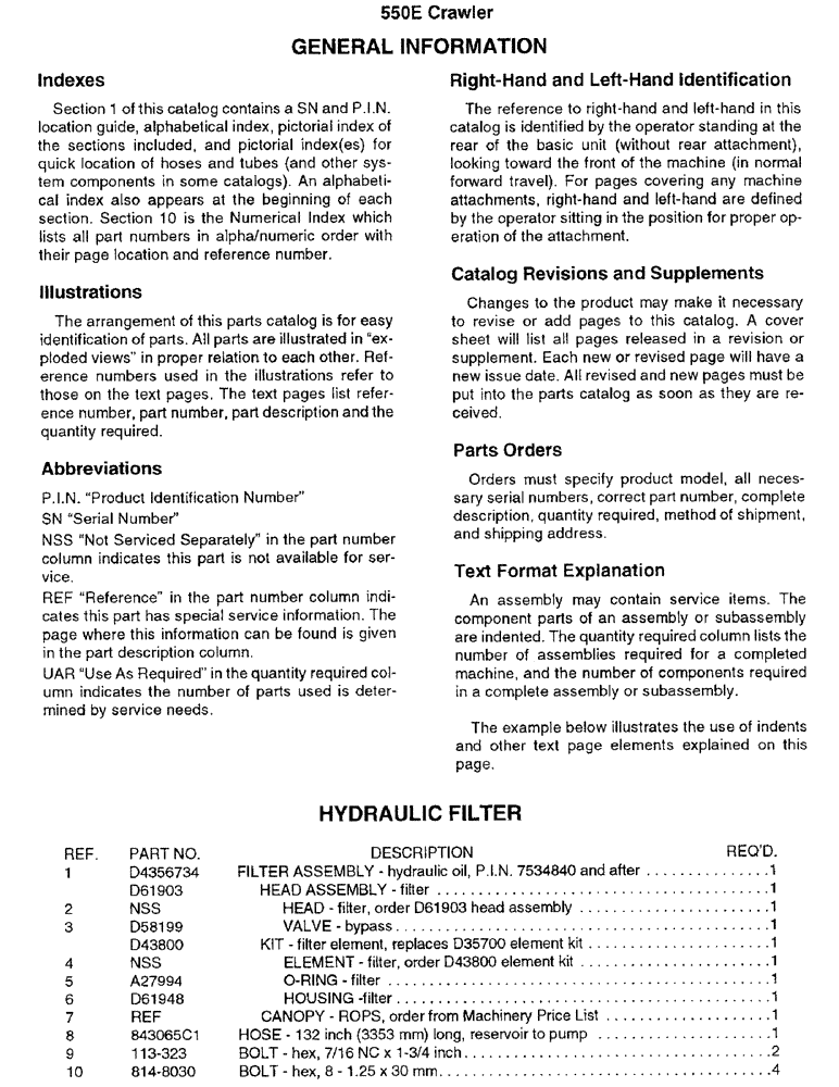 Схема запчастей Case 550E - (1-04) - GENERAL INFORMATION (00) - PICTORIAL INDEX
