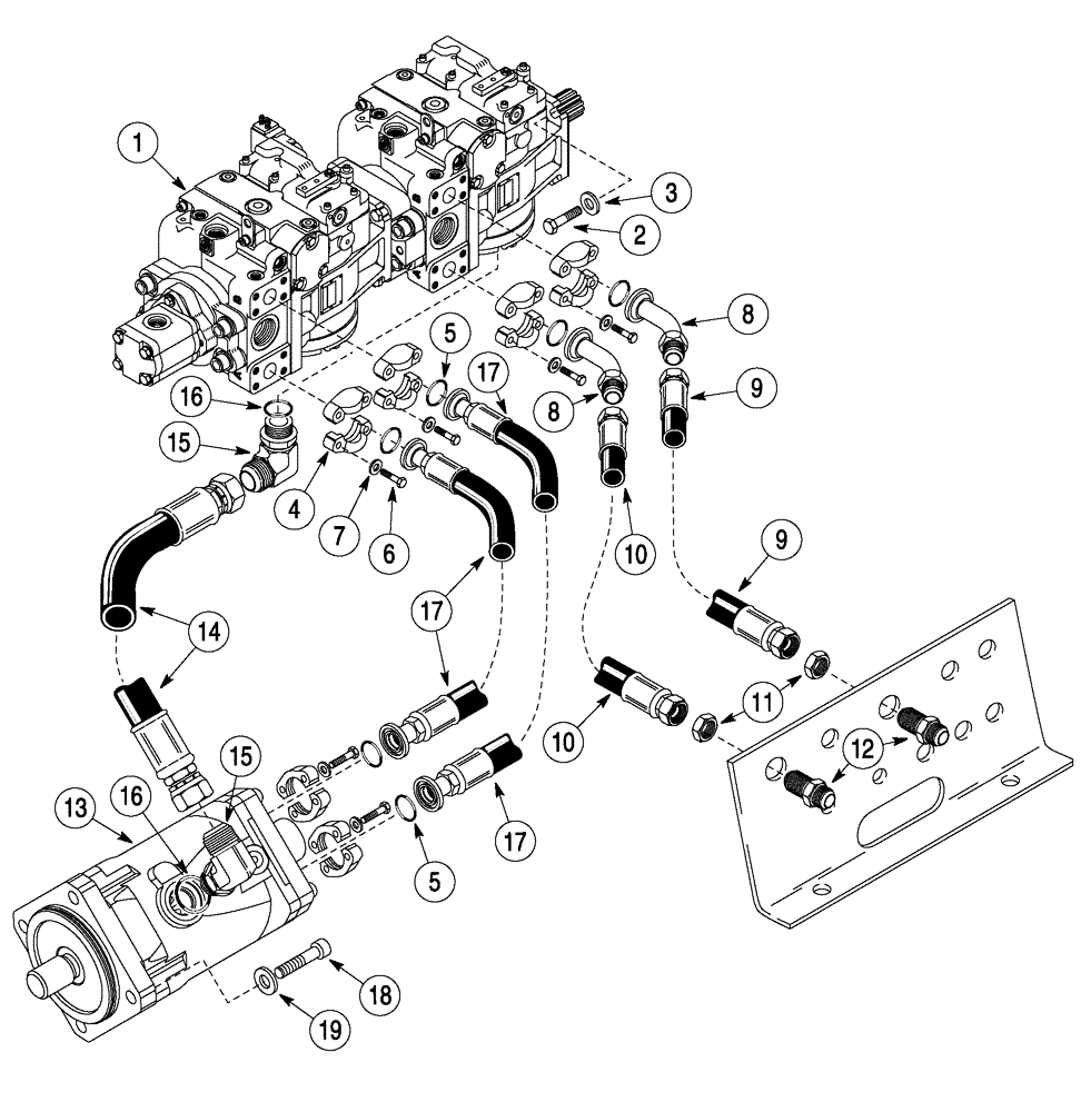 Схема запчастей Case 960 - (08-02) - HYDRAULICS PUMP, TANDEM (08) - HYDRAULICS