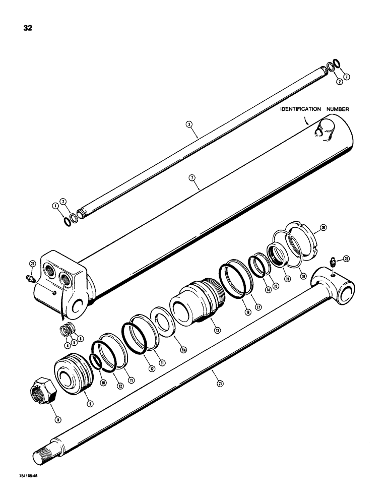 Схема запчастей Case D100 - (9-32) - H630293 BOOM AND DIPPER ARM CYLINDER, CESSNA NO. 41093-NAP (ON ROD END OF CYLINDER) 