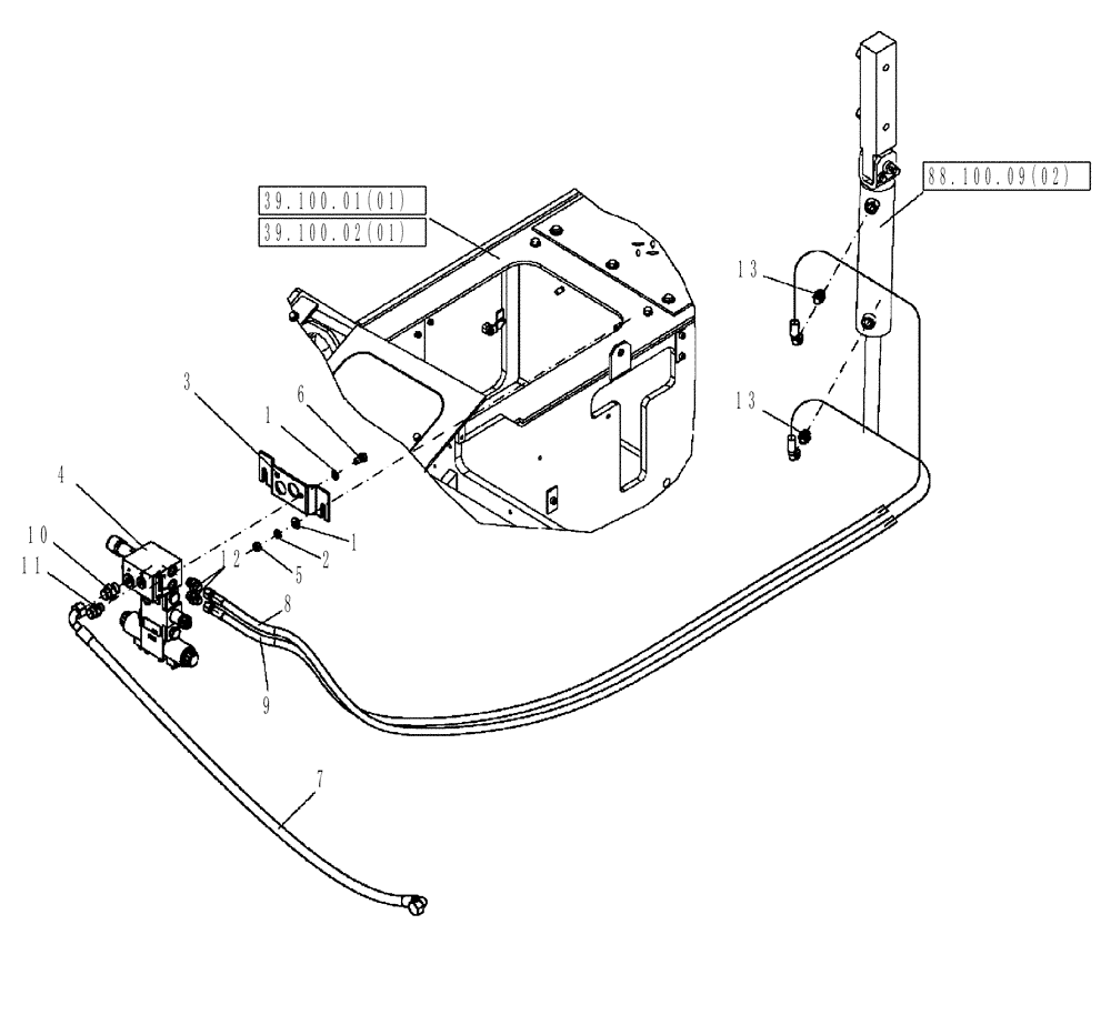 Схема запчастей Case PT240 - (35.565.01) - EDGE CUTTER HYDRAULIC LINES-OPTIONAL (GROUP 555-4-ND144881) (35) - HYDRAULIC SYSTEMS