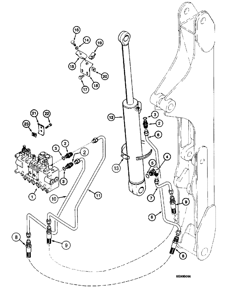 Схема запчастей Case 660 - (8-049A) - BACKHOE DIPPER CYLINDER HYDRAULIC CIRCUIT - D125 BACKHOE, BACKHOE SERIAL NUMBER JAF0218189 AND AFTER (08) - HYDRAULICS