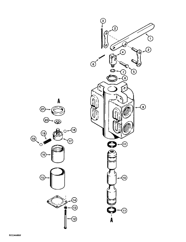 Схема запчастей Case 560 - (8-170) - TRENCHER/PLOW SELECTOR VALVE - H672979, USED ON MODELS WITH QUAD OPTION (08) - HYDRAULICS