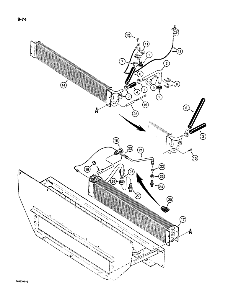 Схема запчастей Case W14C - (9-74) - HEATING AND AIR CONDITIONING CORES AND CONNECTIONS (09) - CHASSIS/ATTACHMENTS