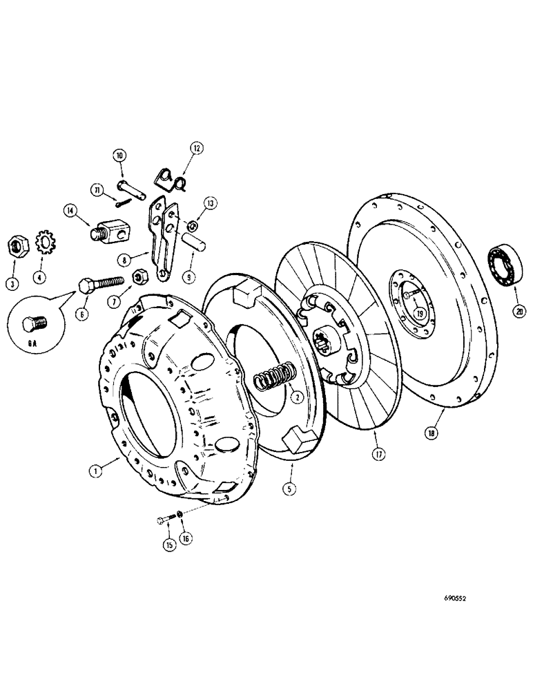 Схема запчастей Case 300 - (024) - CLUTCH ASSEMBLY, USED ON MODELS WITH TORQUE CONVERTER, USED ON MODELS WITHOUT TORQUE CONVERTER (03) - TRANSMISSION