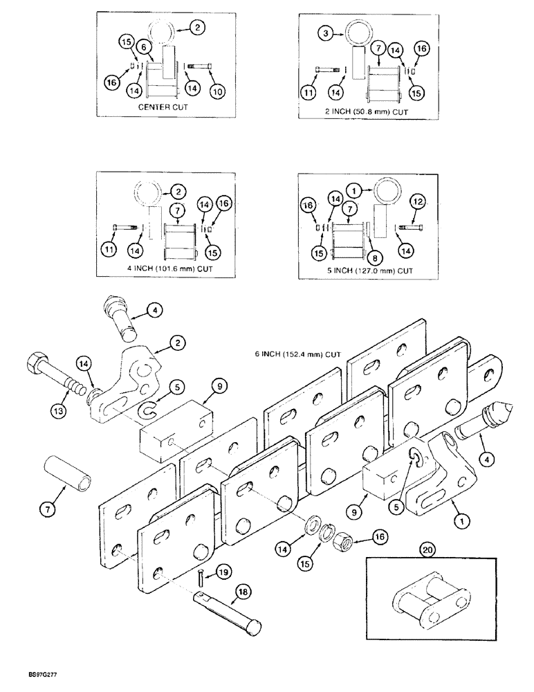 Схема запчастей Case TF300 - (9-44) - CARBIDE CUTTERS, USED WITH HEAVY DUTY 165 DIGGING CHAIN (09) - CHASSIS/ATTACHMENTS