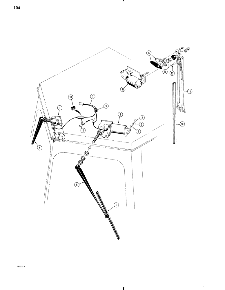 Схема запчастей Case W11 - (104) - REAR WIPERS (04) - ELECTRICAL SYSTEMS