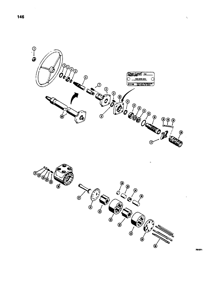 Схема запчастей Case W20B - (146) - STEERING CONTROL VALVE AND COLUMN (05) - STEERING