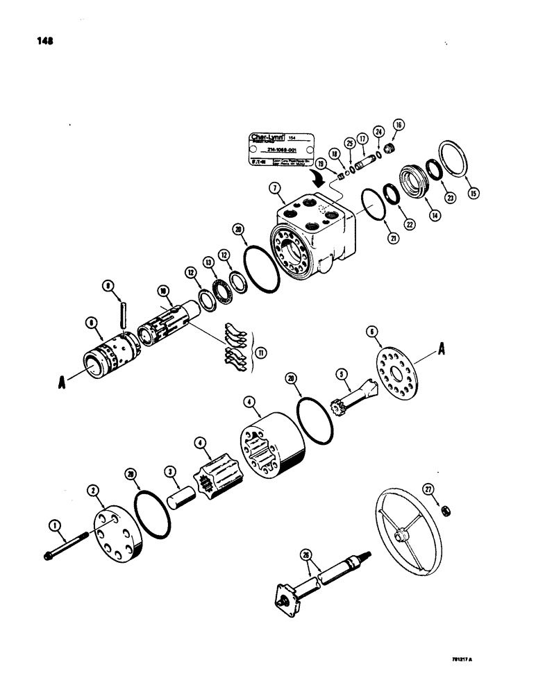 Схема запчастей Case W20B - (148) - L79642 STEERING CONTROL VALVE AND COLUMN (05) - STEERING