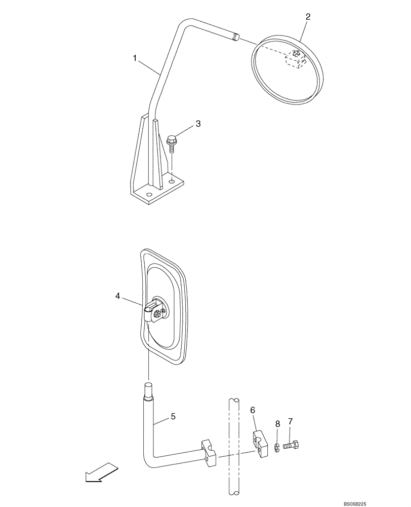 Схема запчастей Case CX225SR - (09-38) - MIRROR, REAR VIEW (09) - CHASSIS/ATTACHMENTS