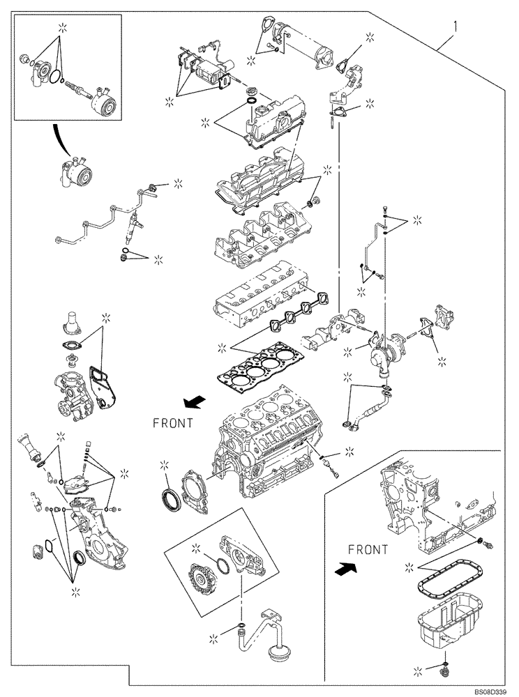 Схема запчастей Case CX75SR - (02-29) - PACKAGE SEALS - ENGINE (02) - ENGINE