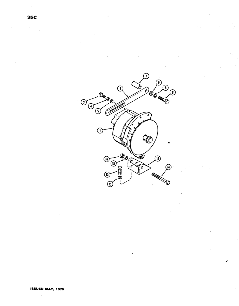 Схема запчастей Case W24B - (035C) - ALTERNATOR MOUNTING PARTS, (504BD) DIESEL ENGINE (04) - ELECTRICAL SYSTEMS