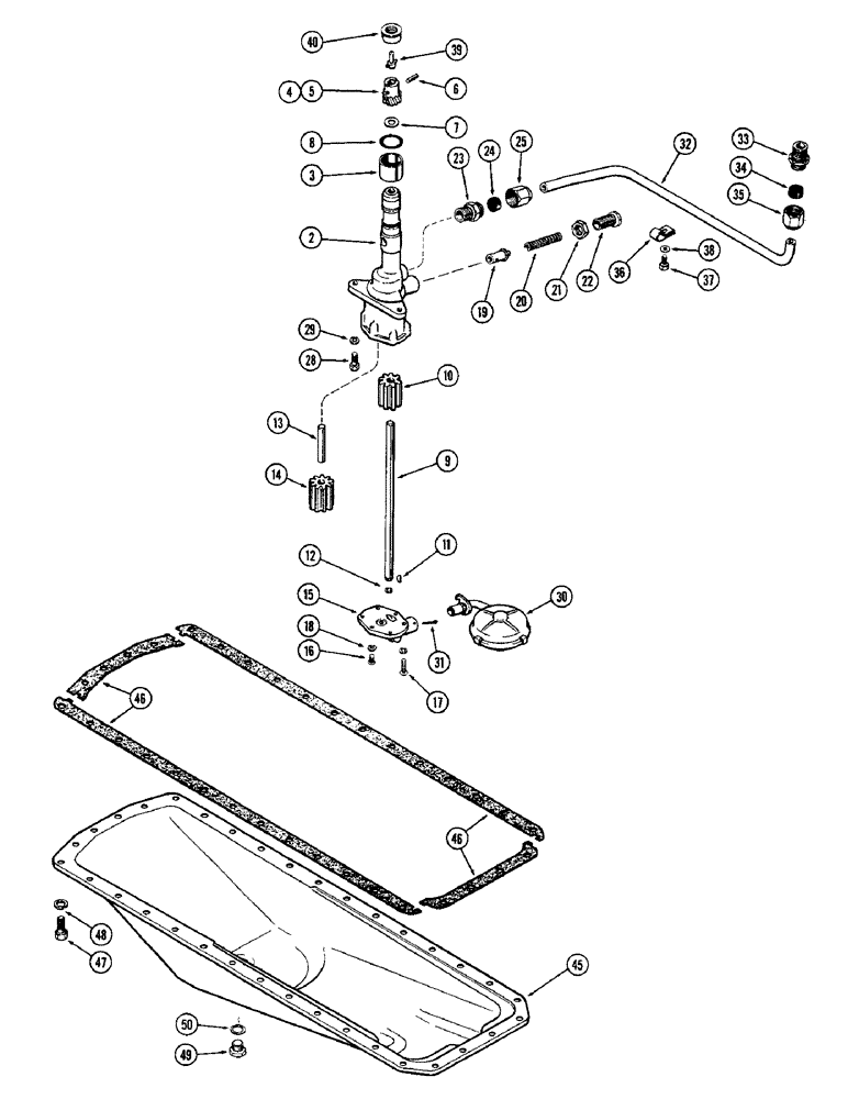 Схема запчастей Case W10B - (012) - OIL PUMP, (401) DIESEL ENGINE, USED PRIOR TO ENGINE SERIAL NUMBER 2173890 (02) - ENGINE