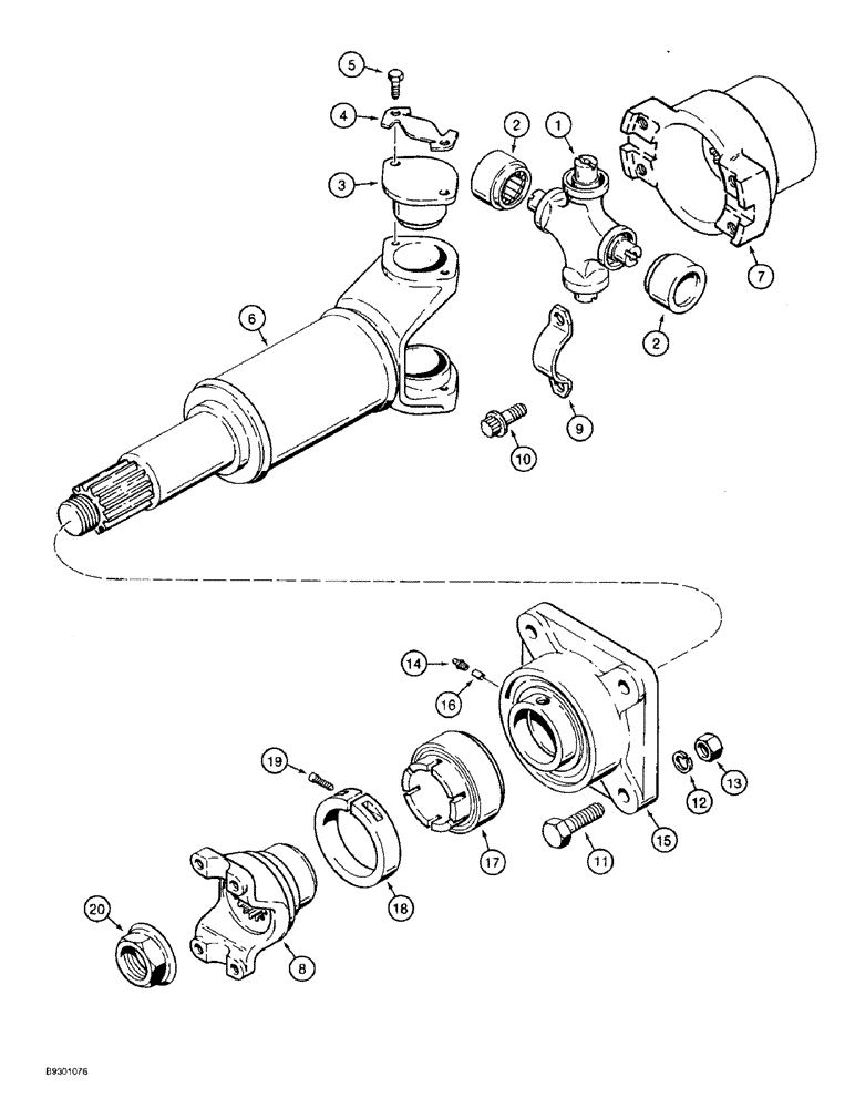 Схема запчастей Case 821B - (6-60) - FRONT DRIVE SHAFT AND SUPPORT BEARING, FRONT DRIVE SHAFT (06) - POWER TRAIN