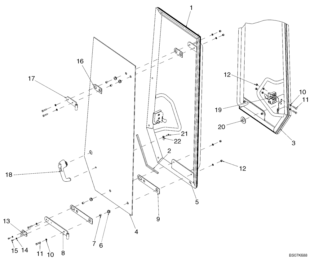 Схема запчастей Case 521E - (09-69) - CAB - DOOR - PRIOR TO P.I.N. N8F206374 (09) - CHASSIS