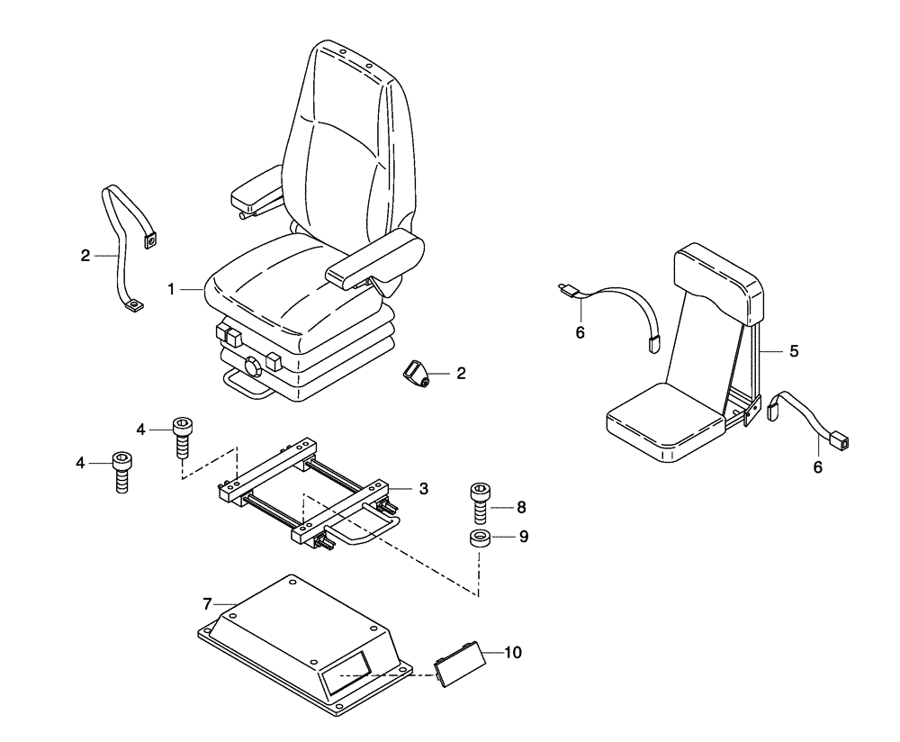 Схема запчастей Case 330 - (51A00001116[01]) - SEAT - SEAT MOUNTING (87442836) (10) - Cab/Cowlings