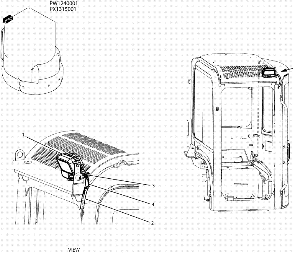 Схема запчастей Case CX36B - (01-049) - LIGHT INSTAL (CAB) (55) - ELECTRICAL SYSTEMS