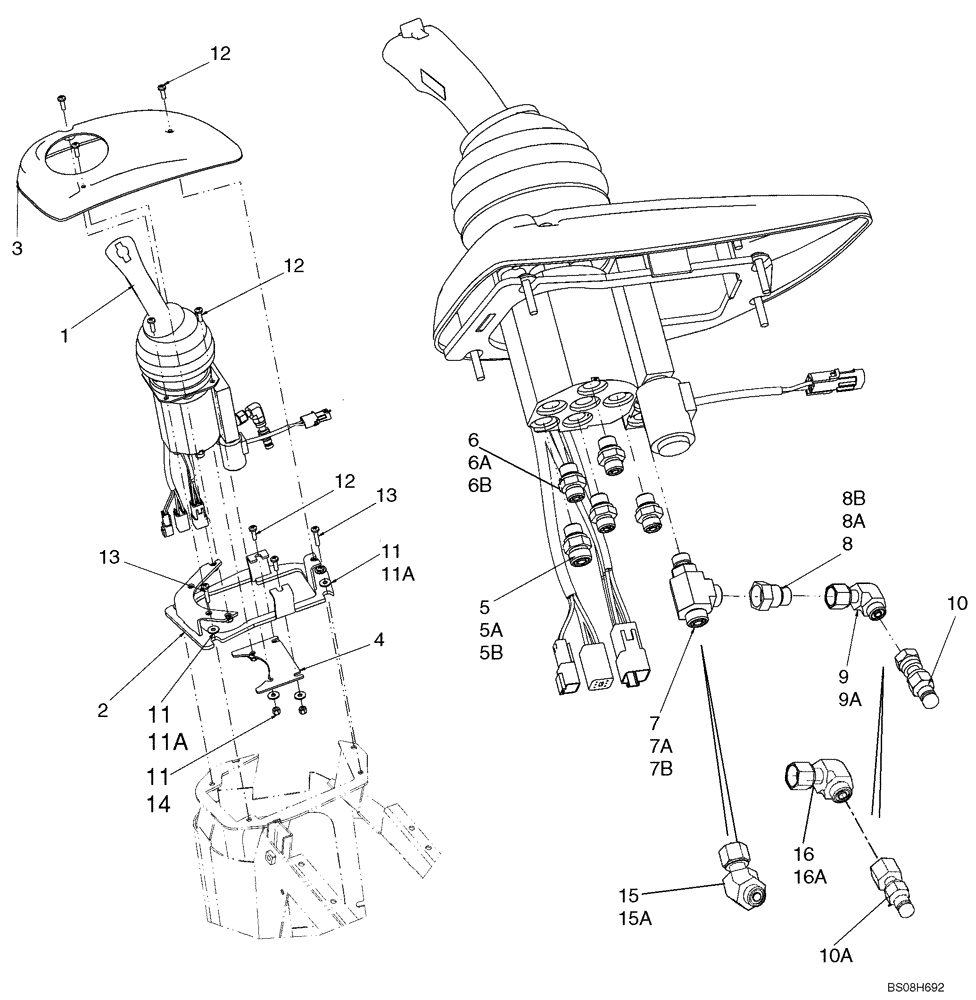 Схема запчастей Case 621E - (08-29) - LOADER CONTROL - JOYSTICK CONTROL MOUNTING (08) - HYDRAULICS