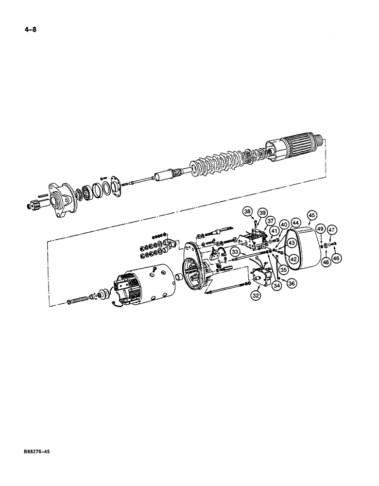 Схема запчастей Case 125B - (4-08) - STARTER, P.I.N. 74251 THRU 74963, 21801 THRU 21868, 26801 AND AFTER (04) - ELECTRICAL SYSTEMS